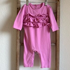 GAP Baby Pink Ruffled Cotton Blend Jumpsuit Sz: 3-6M